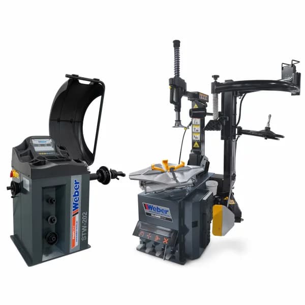 PKW REIFENMONTIERMASCHINE H-1024 UND RADWUCHTMASCHINE STW-202 INKL. HILFSMONTAGEARM RECHTS