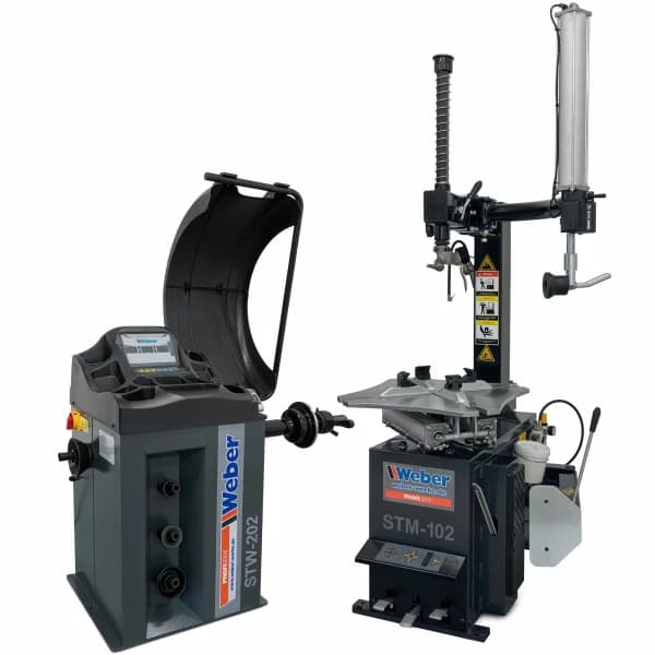PKW REIFENMONTIERMASCHINE STM-102 UND RADWUCHTMASCHINE STW-202 INKL. HILFSMONTAGEARM RECHTS