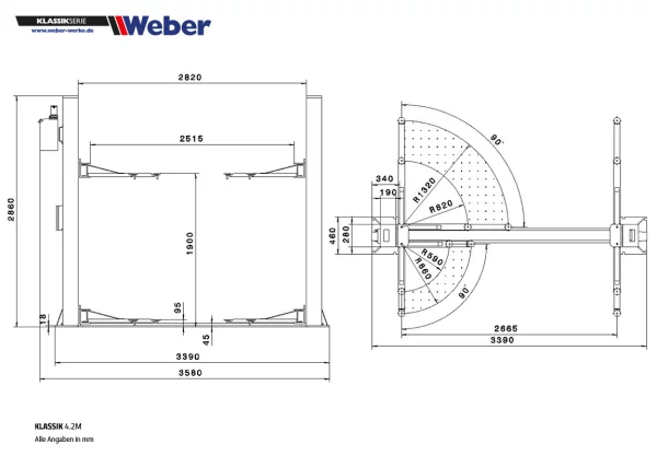 2 SÄULEN HEBEBÜHNE WEBER KLASSIK SERIE – KLASSIK 4.2M 5