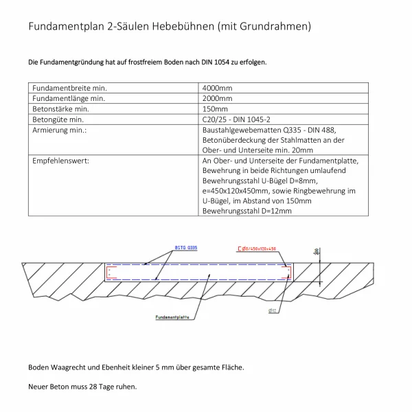2 SÄULEN HEBEBÜHNE WEBER EXPERT SERIE AUTOLIFT 4.0G MIT GRUNDRAHMEN 6