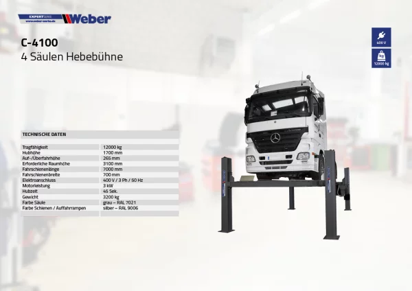 4 SÄULEN HEBEBÜHNE WEBER EXPERT SERIE C-4100 3