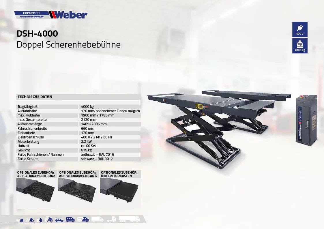 DOPPEL SCHERENHEBEBÜHNE WEBER EXPERT SERIE DSH-4000 5