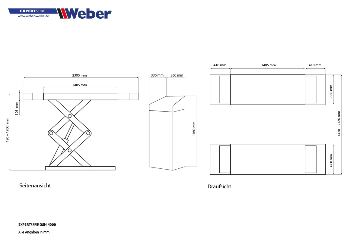 DOPPEL SCHERENHEBEBÜHNE WEBER EXPERT SERIE DSH-4000 6