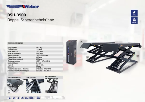 Doppel scherenhebebühne weber expert serie DSH-3500 6