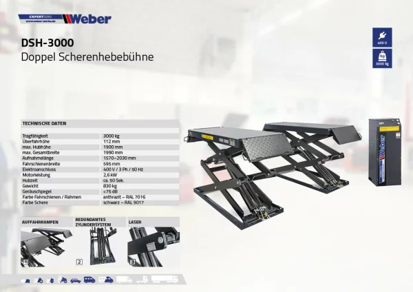 DOPPEL SCHERENHEBEBÜHNE WEBER EXPERT SERIE DSH-3000 6