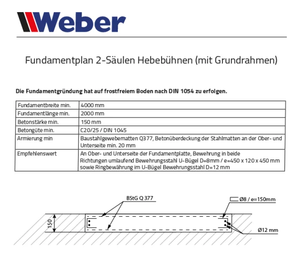 2 Säulen "Spindel" Hebebühne Weber Expert Serie C-2.32-AS 5