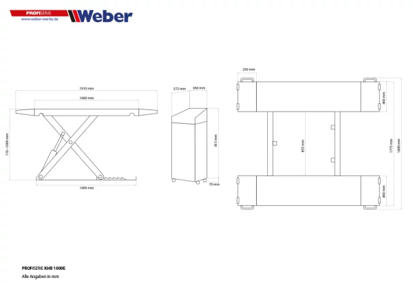 MOBILE KURZHUB SCHERENHEBEBÜHNE WEBER KHB-1000E INKL. ÖL 7
