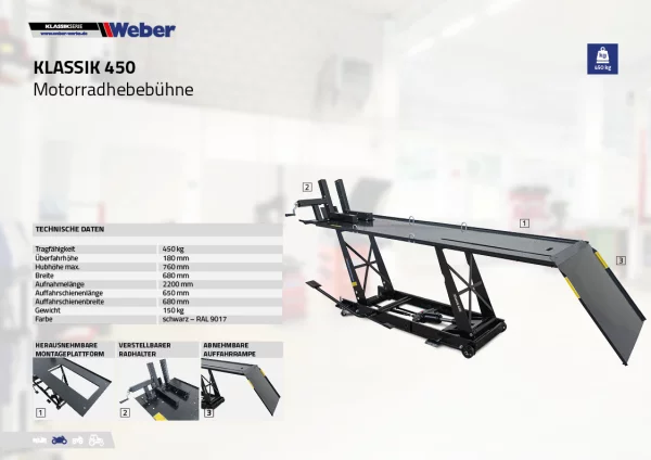 MOTORRADHEBEBÜHNE WEBER KLASSIK SERIE - 450 7