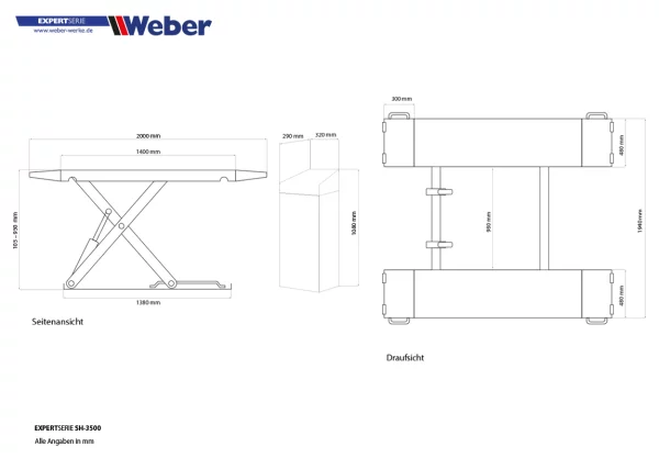 MOBILE KURZHUB SCHERENHEBEBÜHNE WEBER EXPERT SERIE SH-3500 6