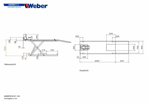 MOTORRADHEBEBÜHNE WEBER EXPERT SERIE MC-1000 7
