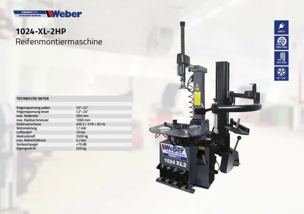PKW REIFENMONTIERMASCHINE 1024-XL-2HP UND RADWUCHTMASCHINE PRÄZISION-XL 3D 10