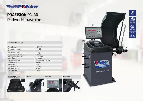 PKW REIFENMONTIERMASCHINE 1024-XL-2HP UND RADWUCHTMASCHINE PRÄZISION-XL 3D 11