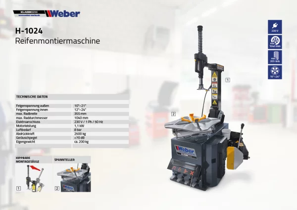 PKW Reifenmontiermaschine H-1024 und Radwuchtmaschine "ECO 10