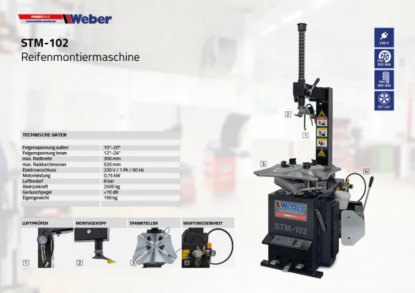 PKW Reifenmontiermaschine STM-102 und Radwuchtmaschine "ECO" 9