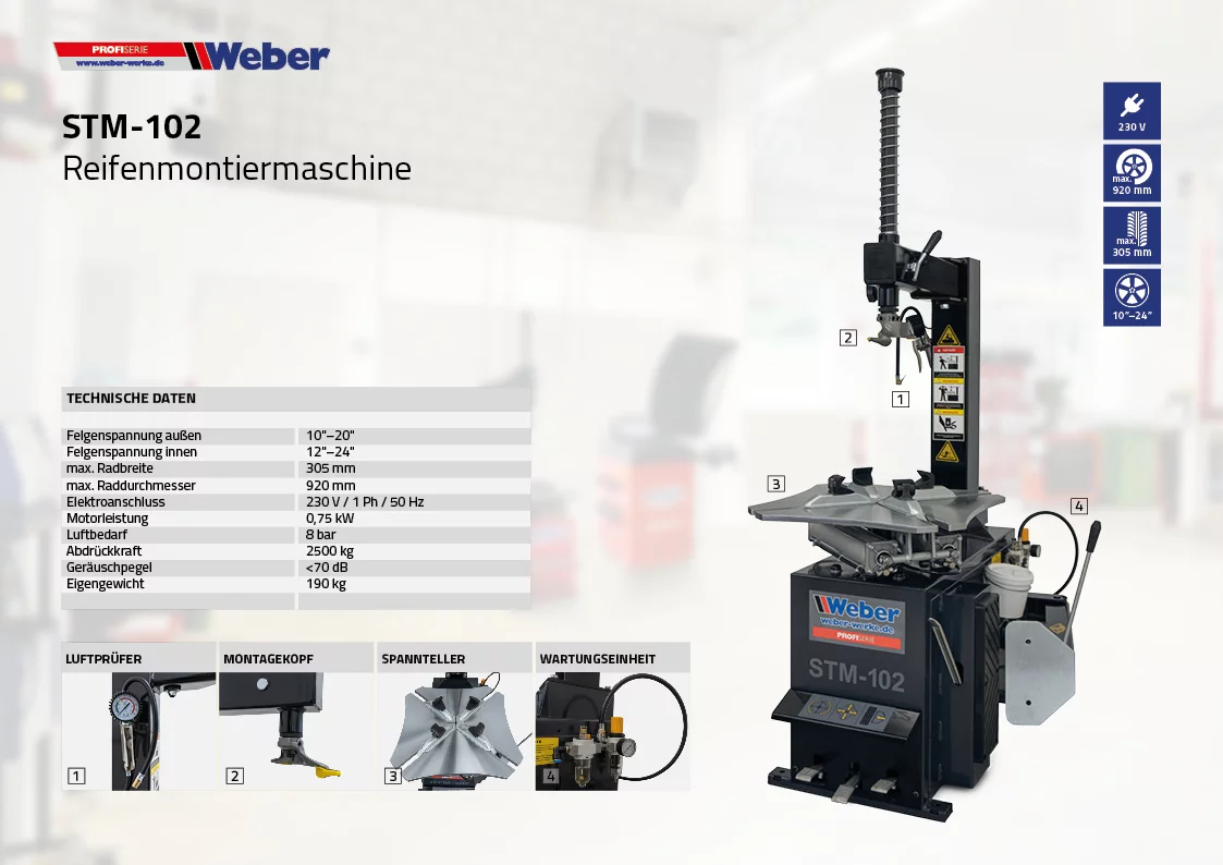 PKW Reifenmontiermaschine STM-102 und Radwuchtmaschine "ECO" 11