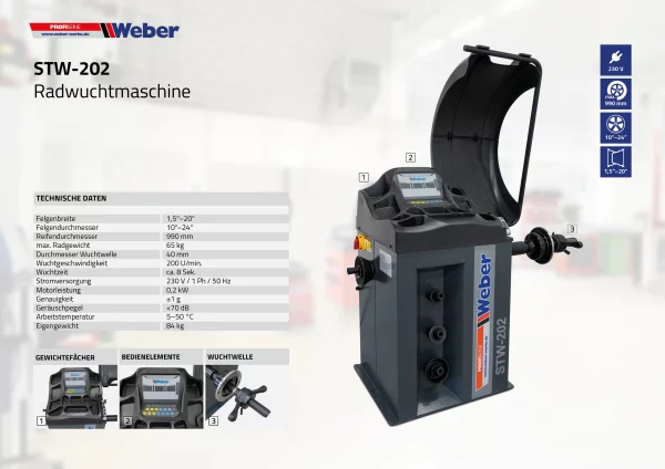 PKW REIFENMONTIERMASCHINE STM-122 UND RADWUCHTMASCHINE STW-202 INKL. HILFSMONTAGEARM RECHTS 10