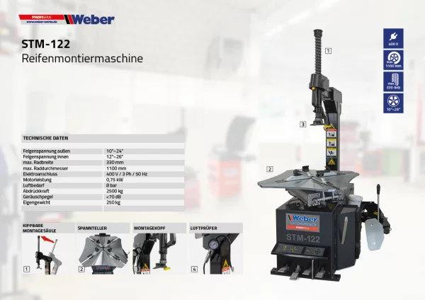 PKW REIFENMONTIERMASCHINE STM-122 UND RADWUCHTMASCHINE STW-202 INKL. HILFSMONTAGEARM RECHTS 9