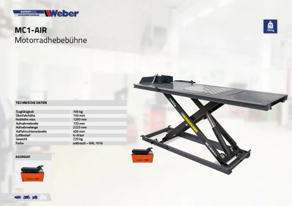 MOTORRAD HEBEBÜHNE WEBER EXPERT SERIE MC1-AIR 3