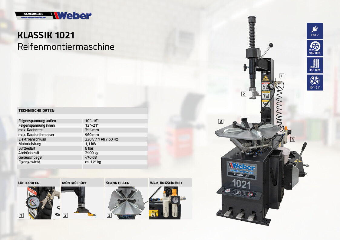 PKW Reifenmontiermaschine 1021 und Radwuchtmaschine "ECO" 11