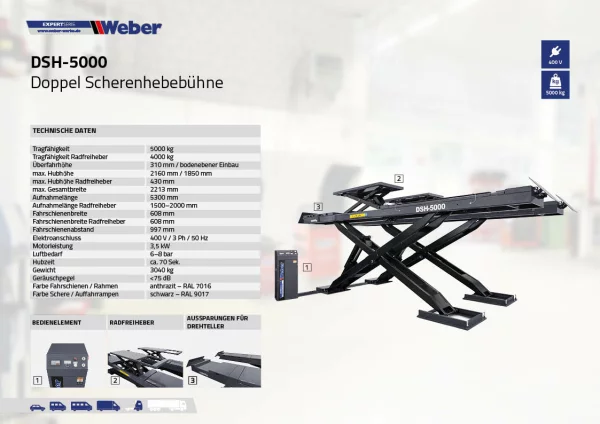 SCHERENHEBEBÜHNE FÜR ACHSVERMESSUNG WEBER EXPERT SERIE DSH-5000 6