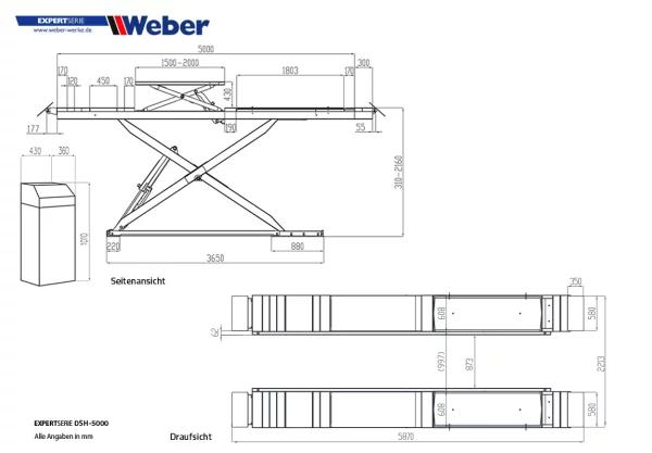 SCHERENHEBEBÜHNE FÜR ACHSVERMESSUNG WEBER EXPERT SERIE DSH-5000 7