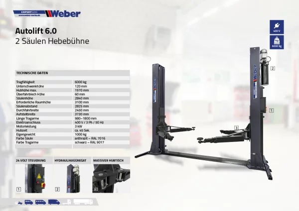 2 Säulen Hebebühne Weber Expert Serie Autolift 6.0 5
