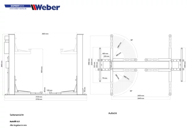 2 Säulen Hebebühne Weber Expert Serie Autolift 6.0 6