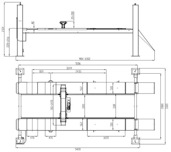 4 SÄULEN HEBEBÜHNE WEBER EXPERT SERIE AUTOLIFT 6.4 3