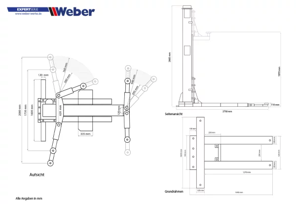 1 Säulen "Spindel" Hebebühne Weber Expert Serie C-1.25 4