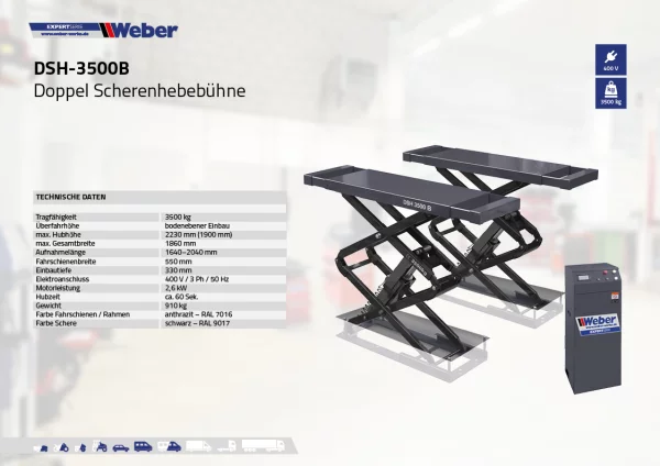 DOPPEL SCHERENHEBEBÜHNE WEBER EXPERT SERIE DSH-3500B 2