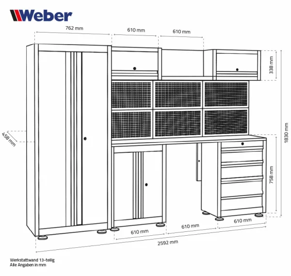 WERKSTATT SCHRANKSYSTEM SERIE 450 13-TEILIG 8