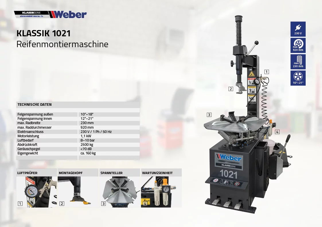 PKW Reifenmontiermaschine Weber Klassik Serie 1021 2
